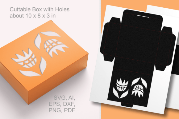Abstract Flowers Rectangular Favor Box: 3D SVG for Spring