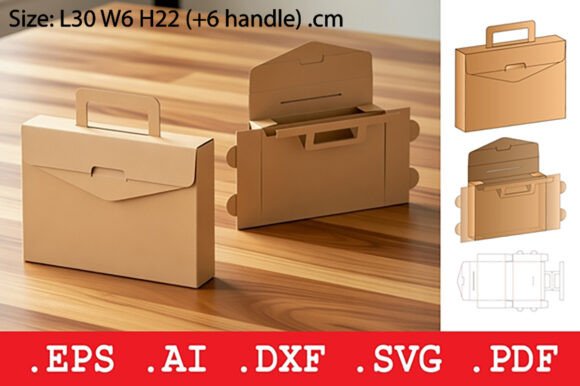 Folding Handle Box with Envelope Flap: 3D SVG Objects Review
