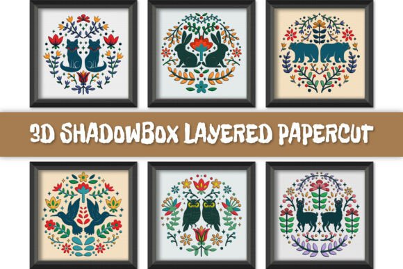 Folk Art Scandinavian Shadow Box 3D SVG Bundles Review