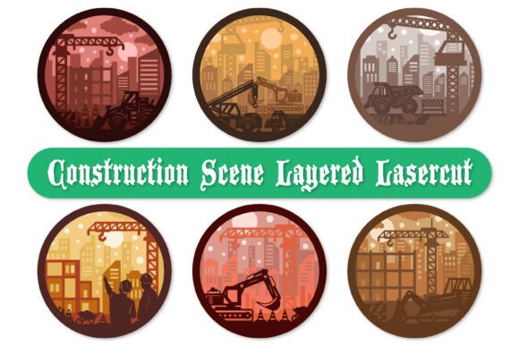Layered Construction Scene Bundle: 3D SVG Shadow Boxes