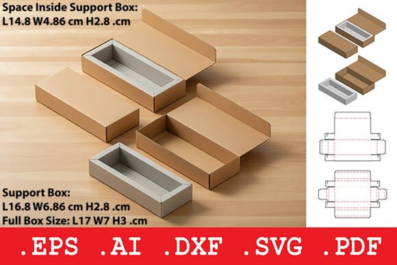 Rectangular Two Piece Tray and Lid Box: 3D SVG Objects