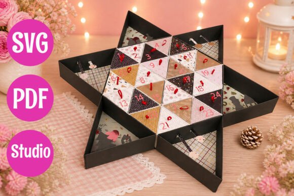 Star Advent Calendar Template: 3D SVG for Christmas