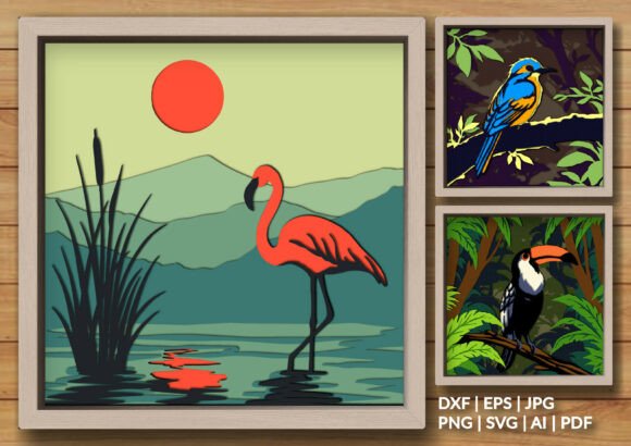 Trio of Tropical Birds Bundle Shadow Box Review