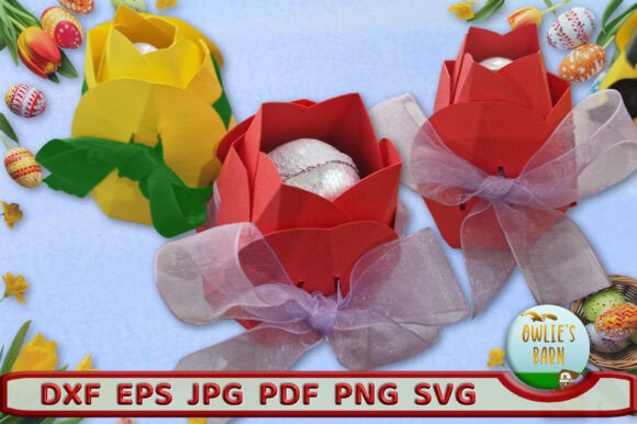 Tulip Egg Holder Box: 3D SVG for Easter Crafts